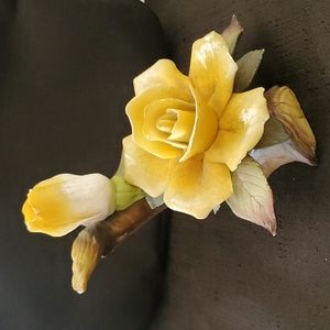 VINTAGE  BEAUTIFUL YELLOW ROSE FLOWER ON A BRANCH.